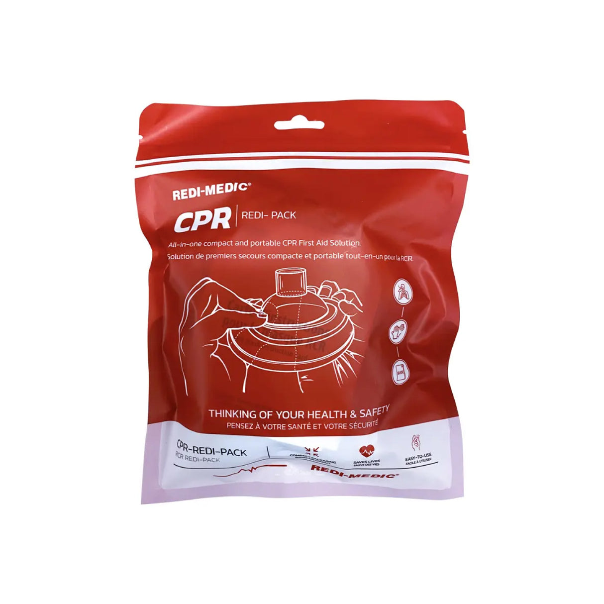 Kit de RCR - Masque pour adulte avec entrée d'oxygène et gants dans un sac en plastique