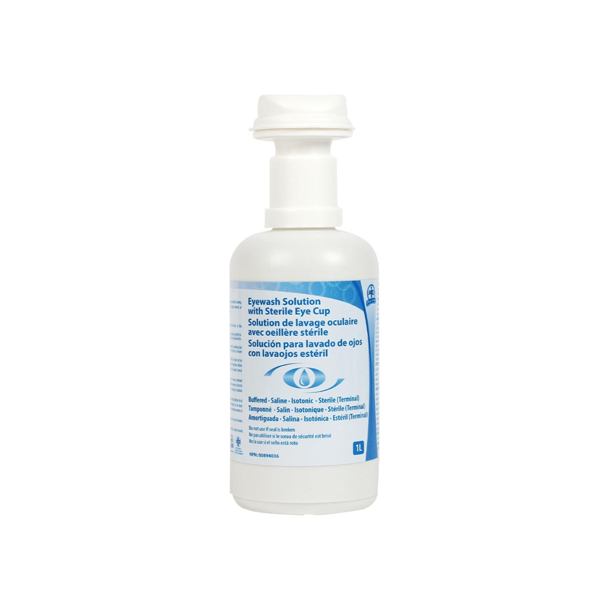 Solution de lavage oculaire avec cuvette oculaire stérile, 1L