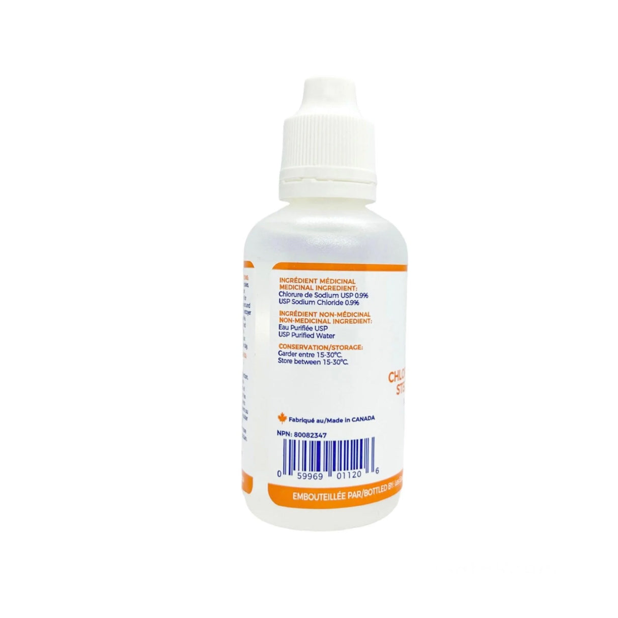 Solution saline stérile pour plaies – 60 mL (0,9 % de chlorure de sodium)
