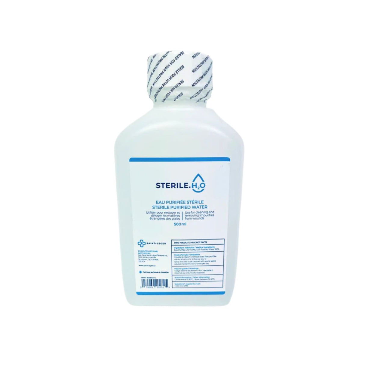 Solution d'irrigation d'eau stérile, 500 mL