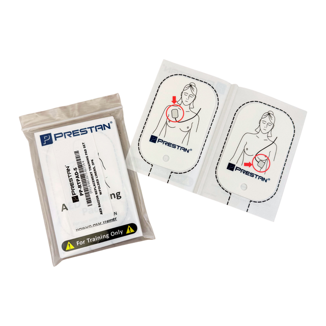 PRESTAN AED Raizor Trainer Replacement Training Pad Set w/Folded Liners, 5-pack